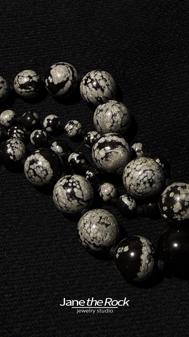 Snowflake Obsidian Bead Necklace
